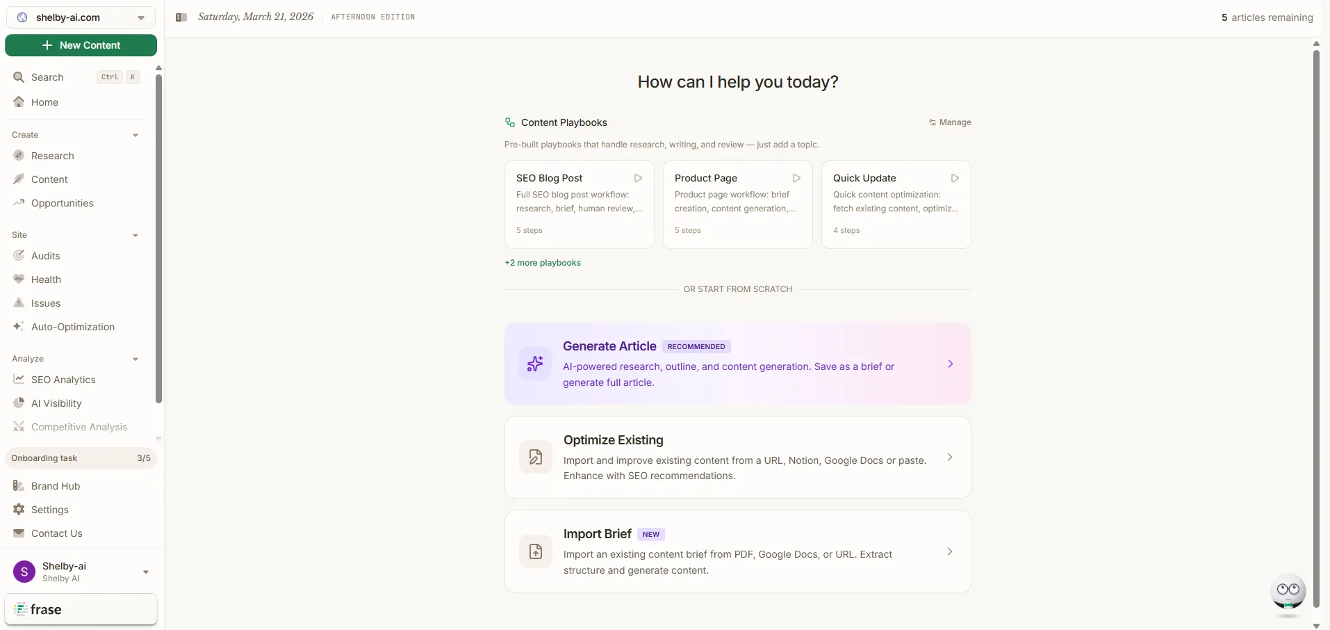 Frase interface — screenshot 1